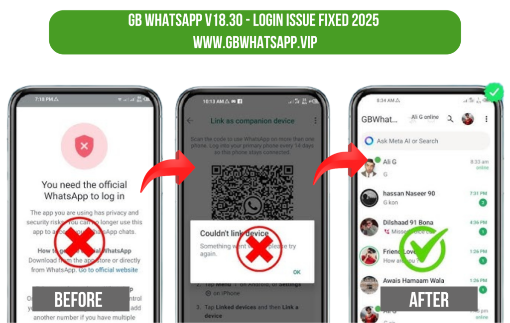 gbwhatsapp pro v18.30 login issue fixed 2025 update - pictorial view